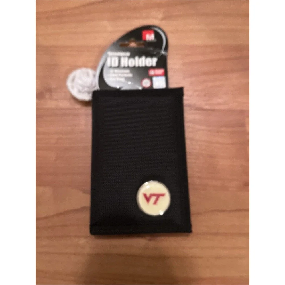 Streetwear Id Holder University Virginia Tech VT Canvas Id Window Key Ring Black